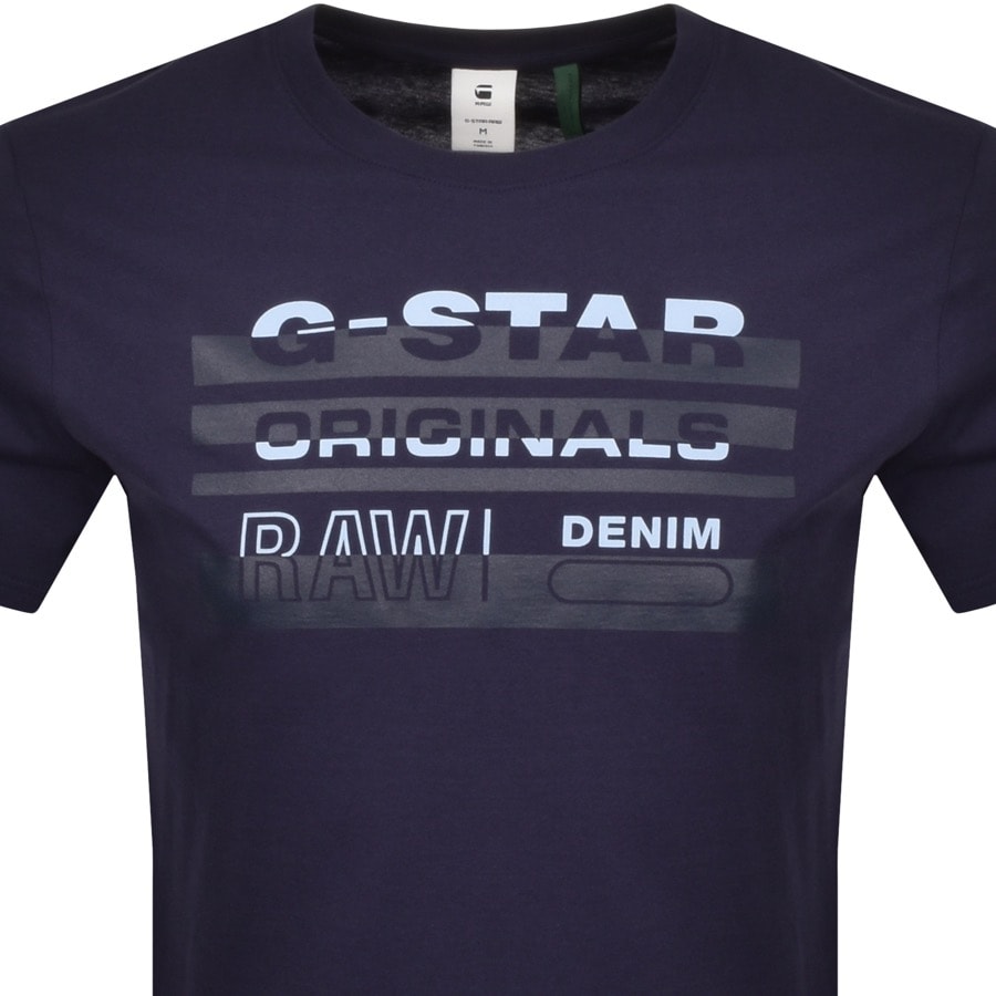 Alternative Image for ProductG Star Raw Stripe Logo T Shirt Navy2